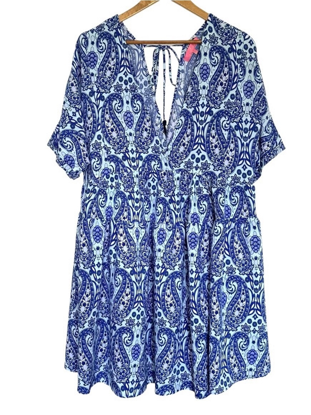Simply Southern Blue Paisley V-Neck Short Sleeve Tunic